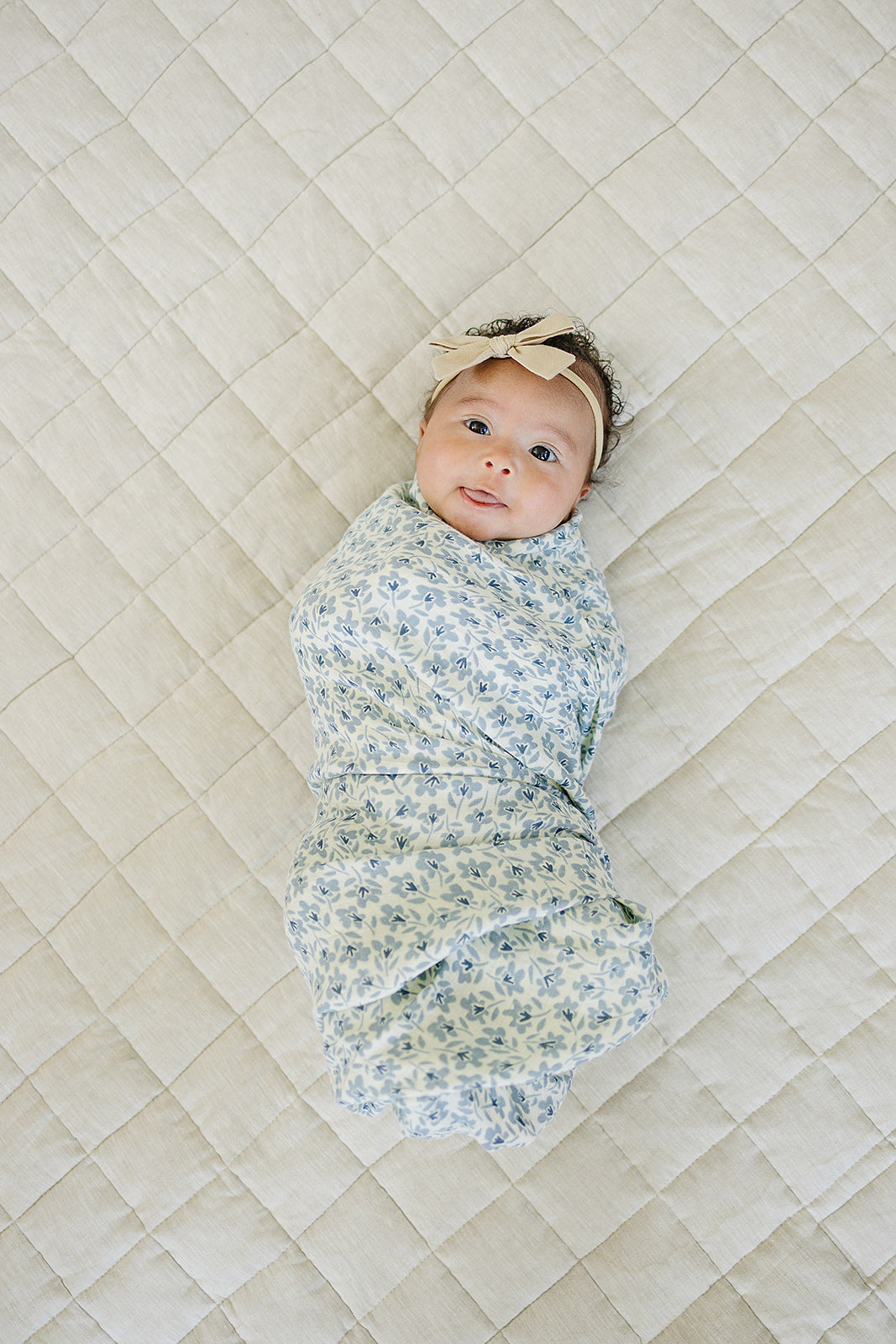 Blue Blossom Muslin Swaddle Blanket - HoneyBug