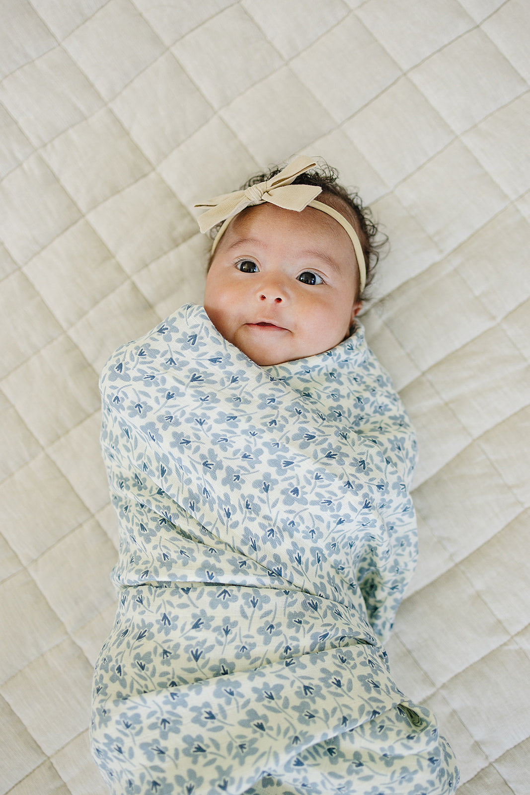 Blue Blossom Muslin Swaddle Blanket - HoneyBug