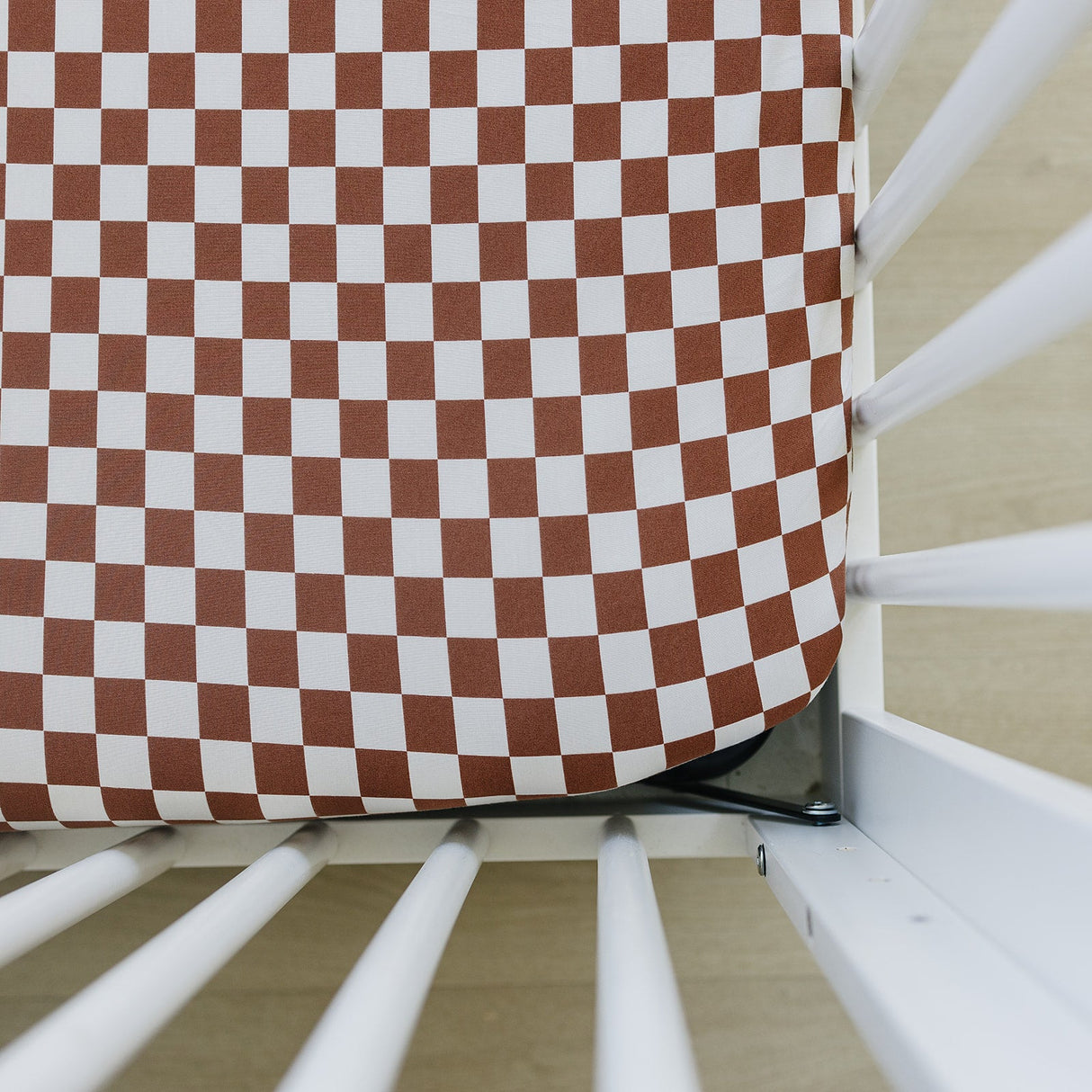 Rust Checkered Bamboo Stretch Crib Sheet - HoneyBug