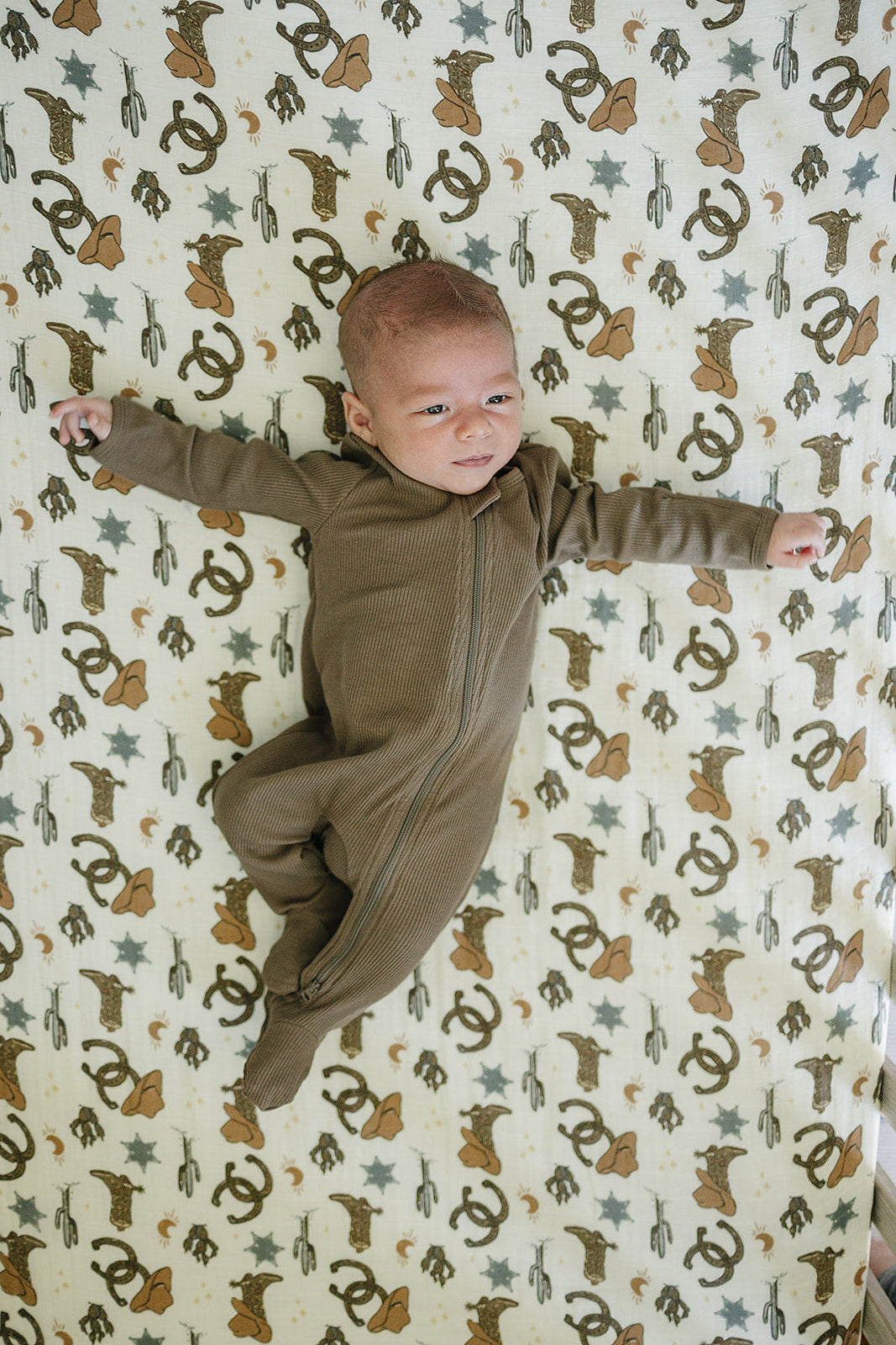 Outlaw Cowboy Muslin Crib Sheet - HoneyBug