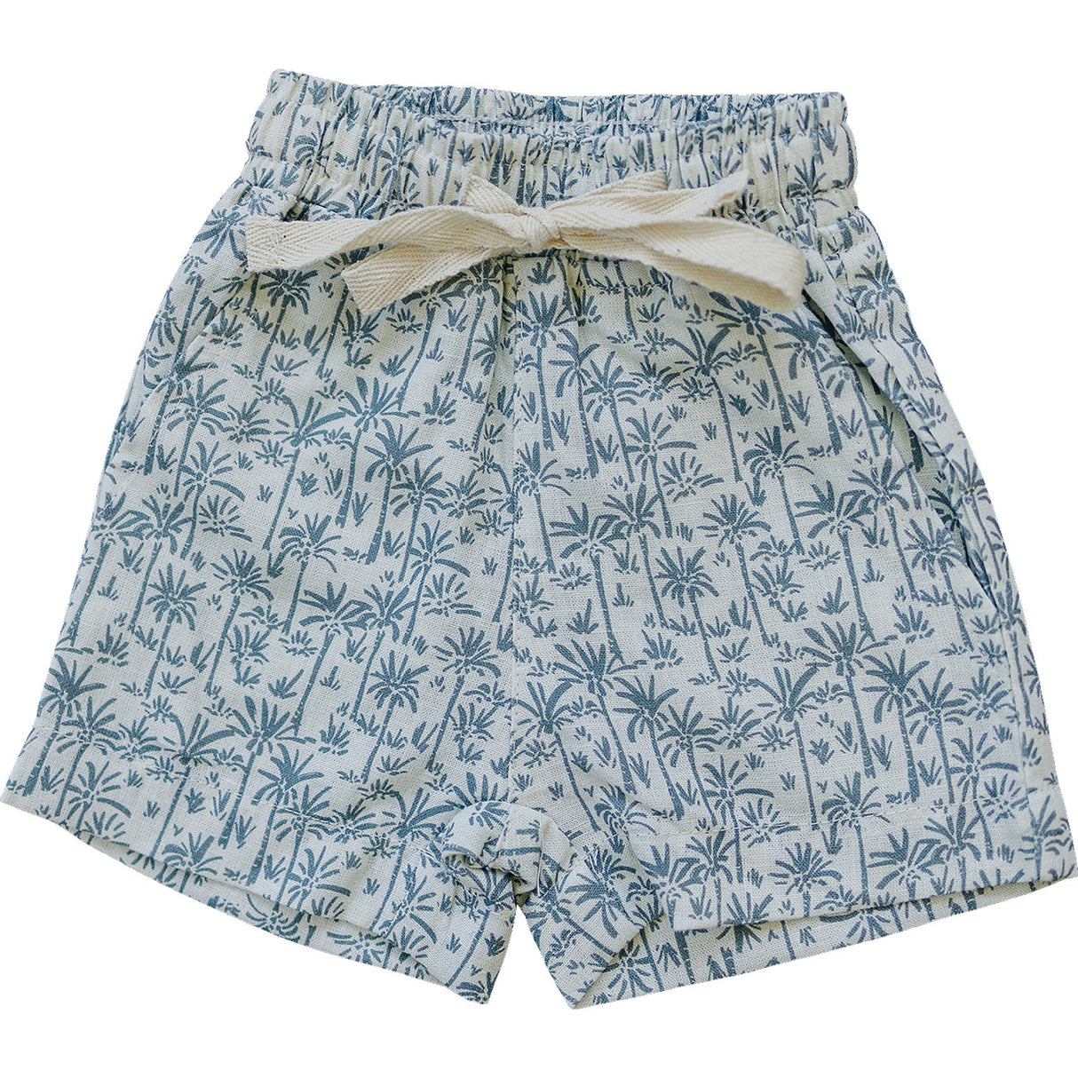 Palm Tree Linen Cotton Shorts - HoneyBug