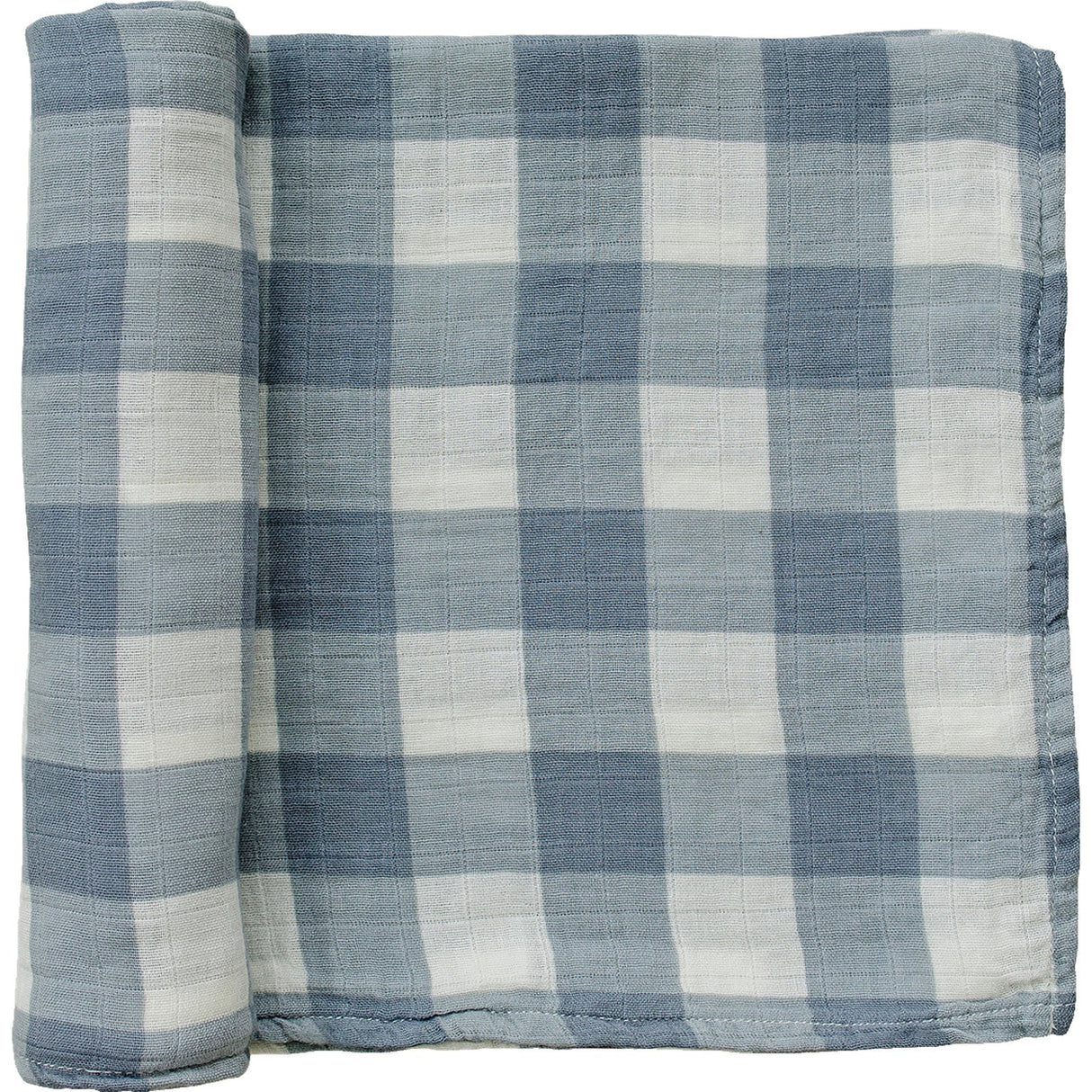Dusty Blue Gingham Muslin Swaddle Blanket - HoneyBug