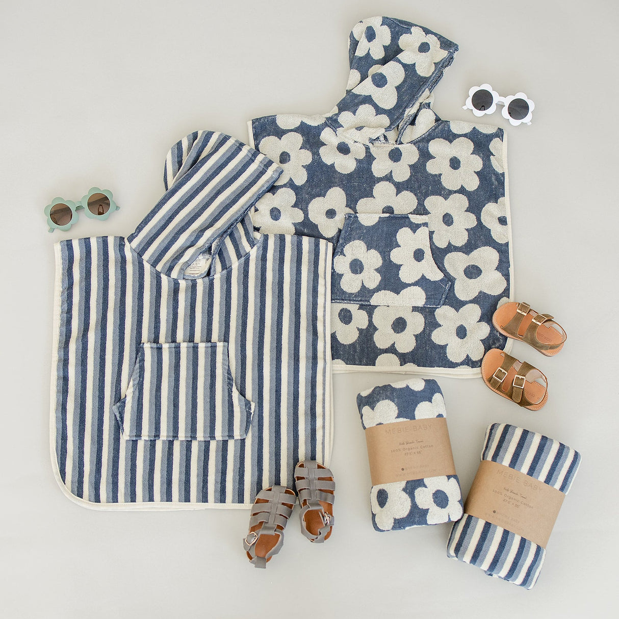 Blue Stripe Organic Cotton Beach Poncho - HoneyBug