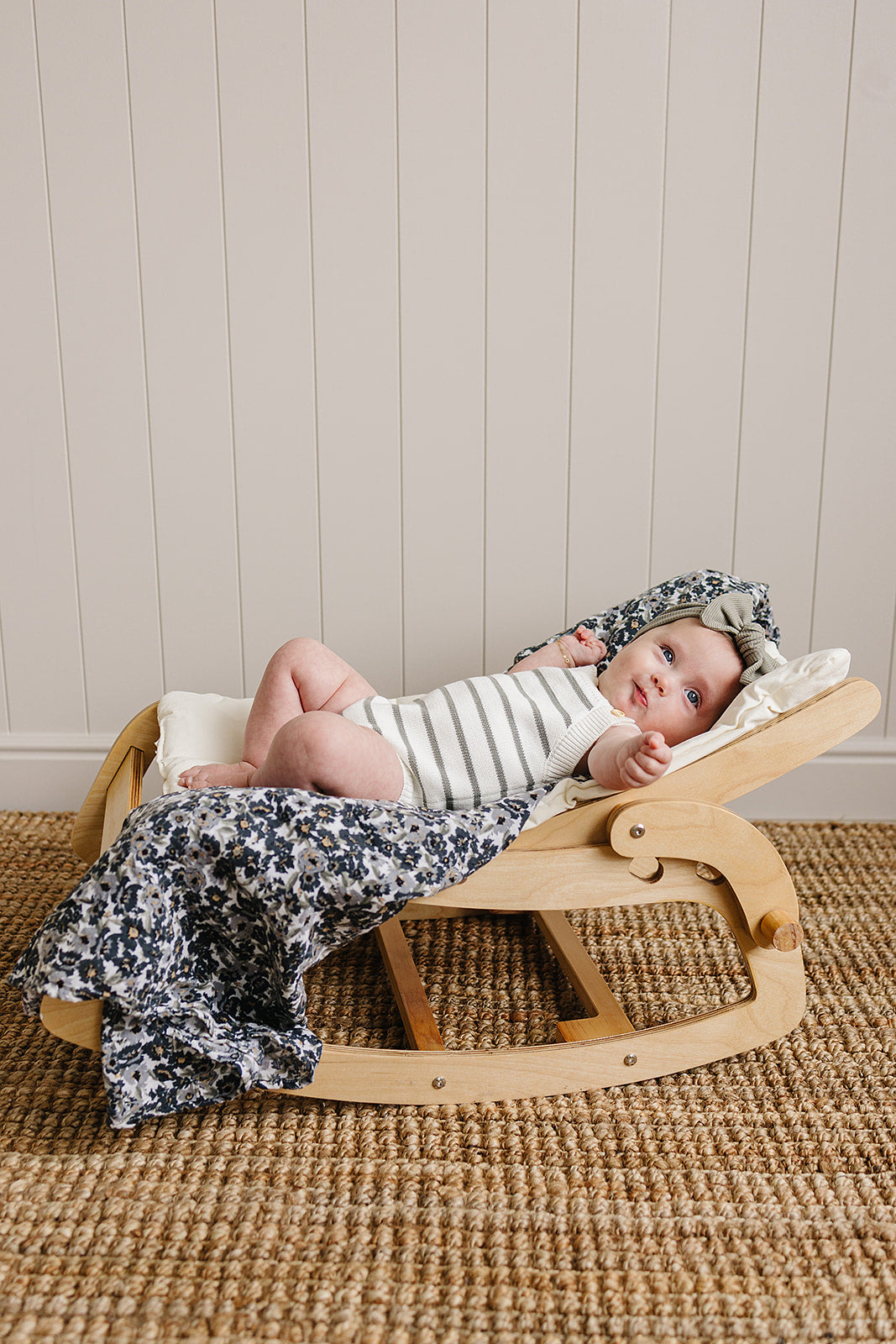 Sage Stripe Knit Bubble Romper - HoneyBug