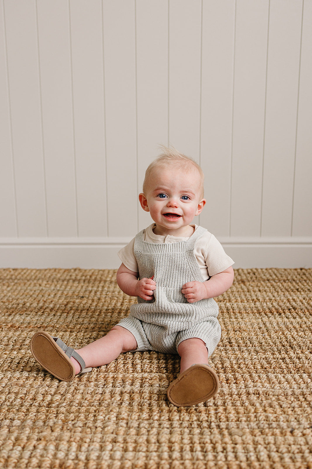 Heather Grey Pocket Knit Overalls - HoneyBug