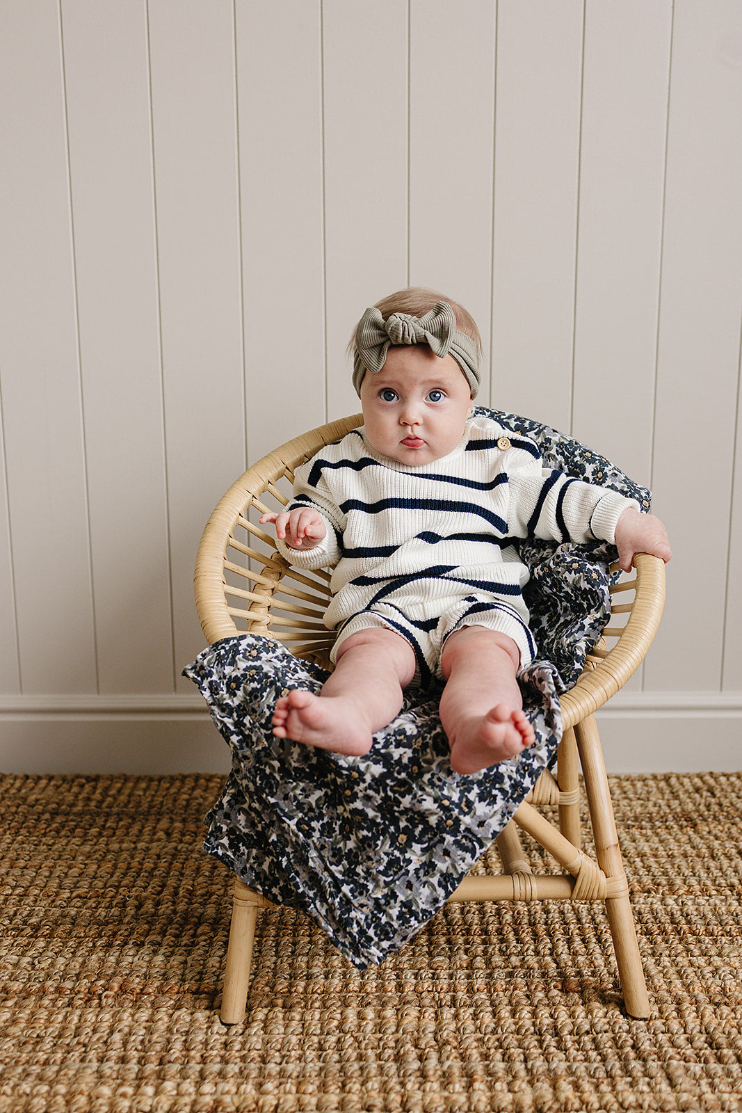 Navy Stripe Knit Shorts - HoneyBug