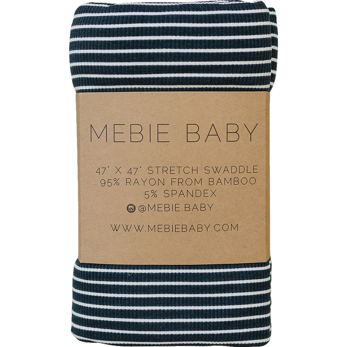 Navy Stripes Ribbed Bamboo Stretch Swaddle - HoneyBug