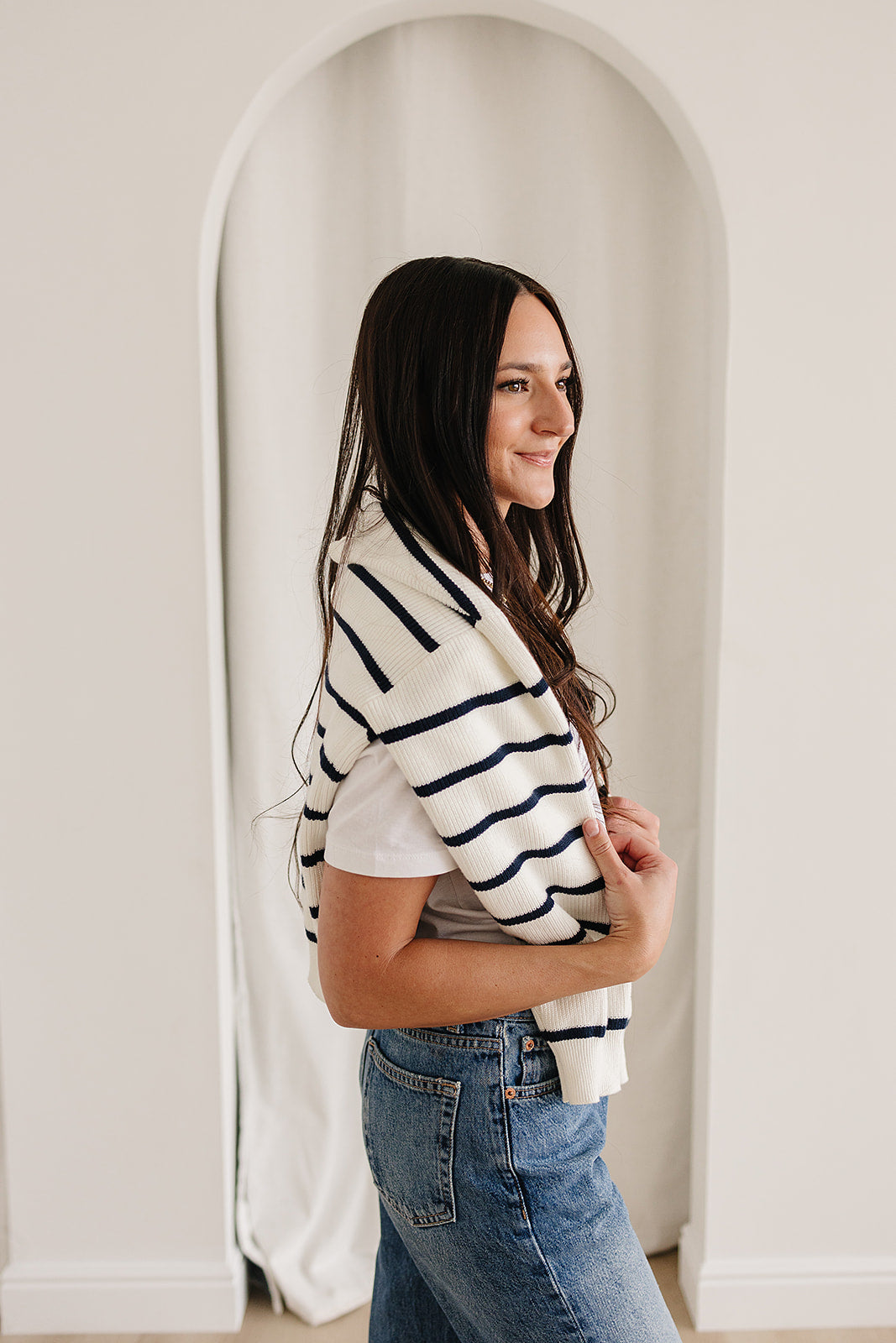 Navy Stripe Adult Knit Sweater - HoneyBug