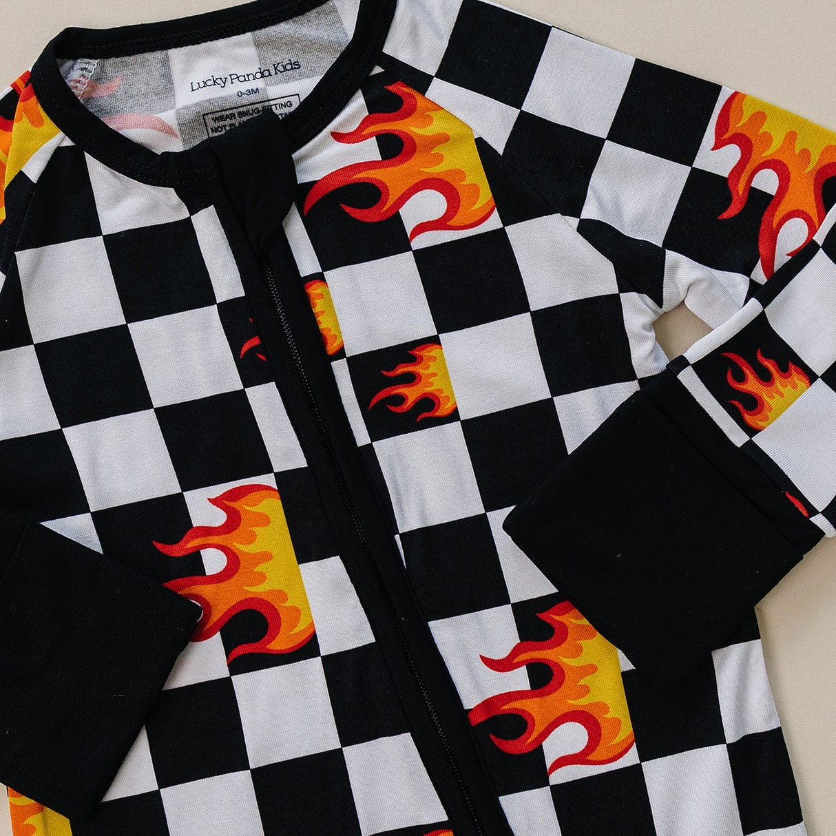 Bamboo Zip Romper | Checker Blaze