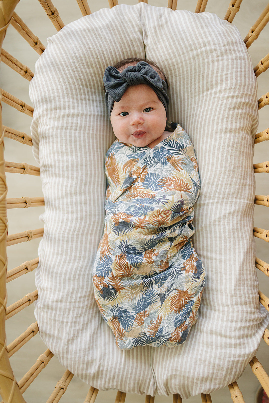 Paradise Palms Muslin Swaddle Blanket - HoneyBug