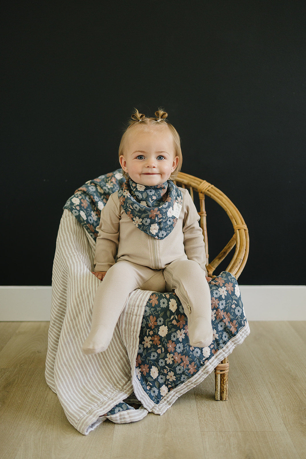 Midnight Floral Muslin Bib - HoneyBug