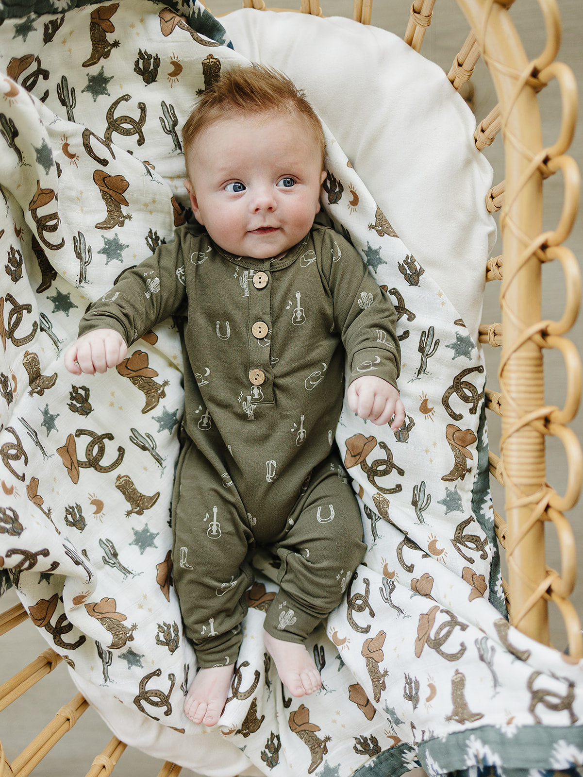 Nashville Long Sleeve Button Romper - HoneyBug