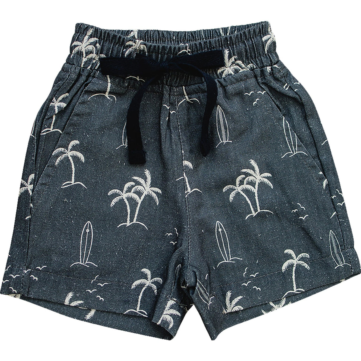 Navy Surfer Linen Cotton Shorts - HoneyBug