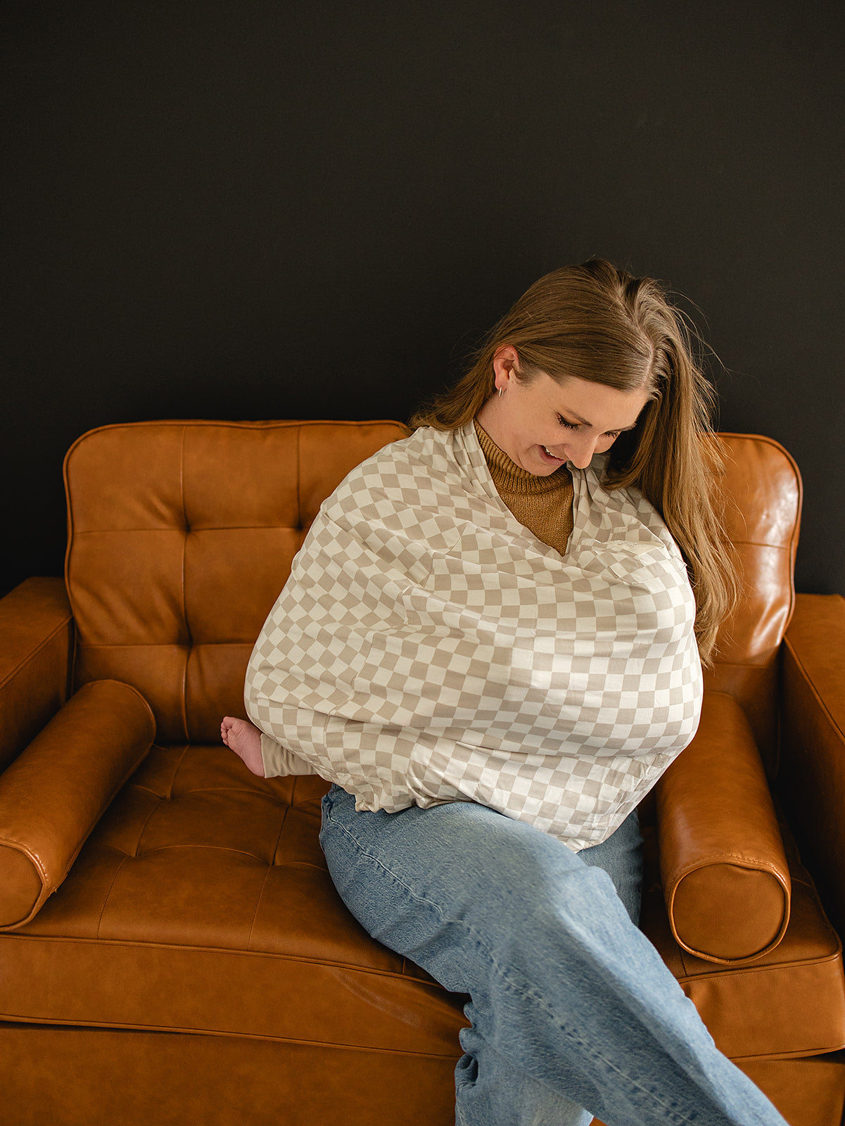 Taupe Checkered Bamboo Multi-Use Cover - HoneyBug