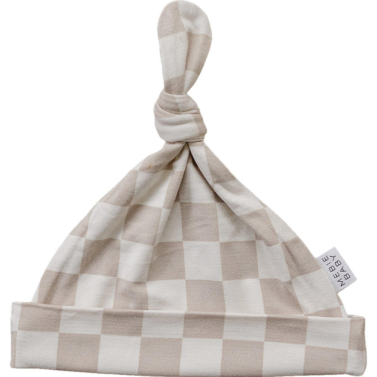 Taupe Checkered Bamboo Newborn Knot Hat - HoneyBug