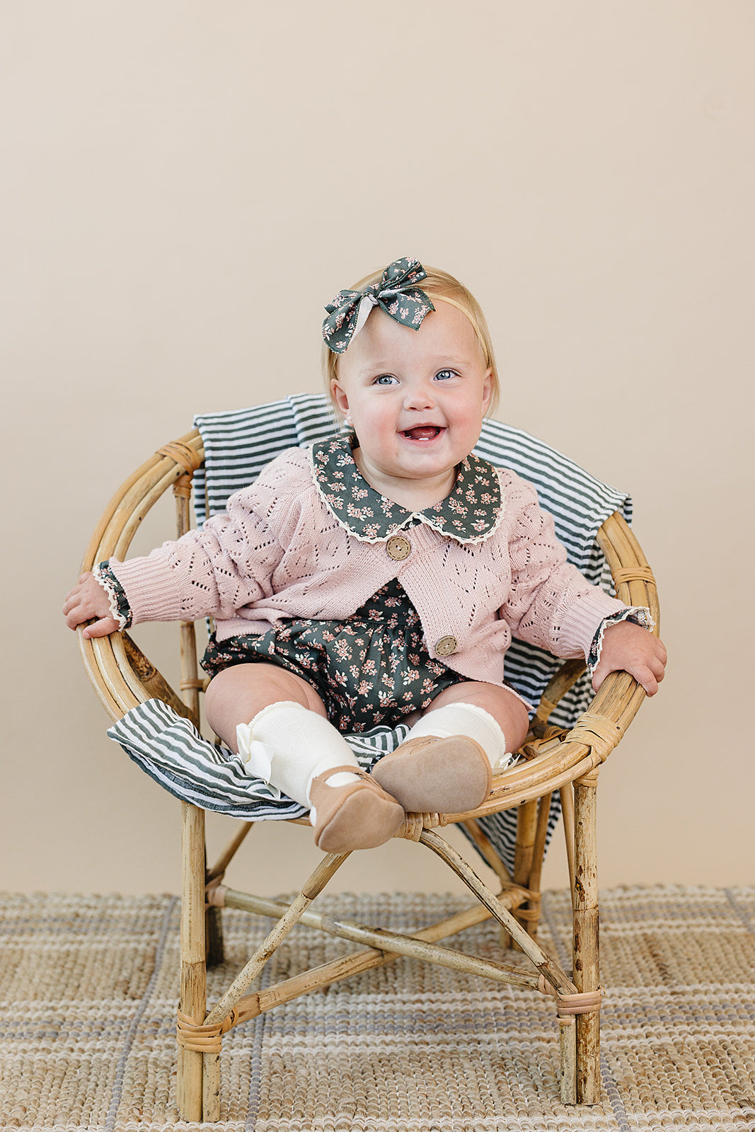 Olive Bloom Bubble Romper - HoneyBug