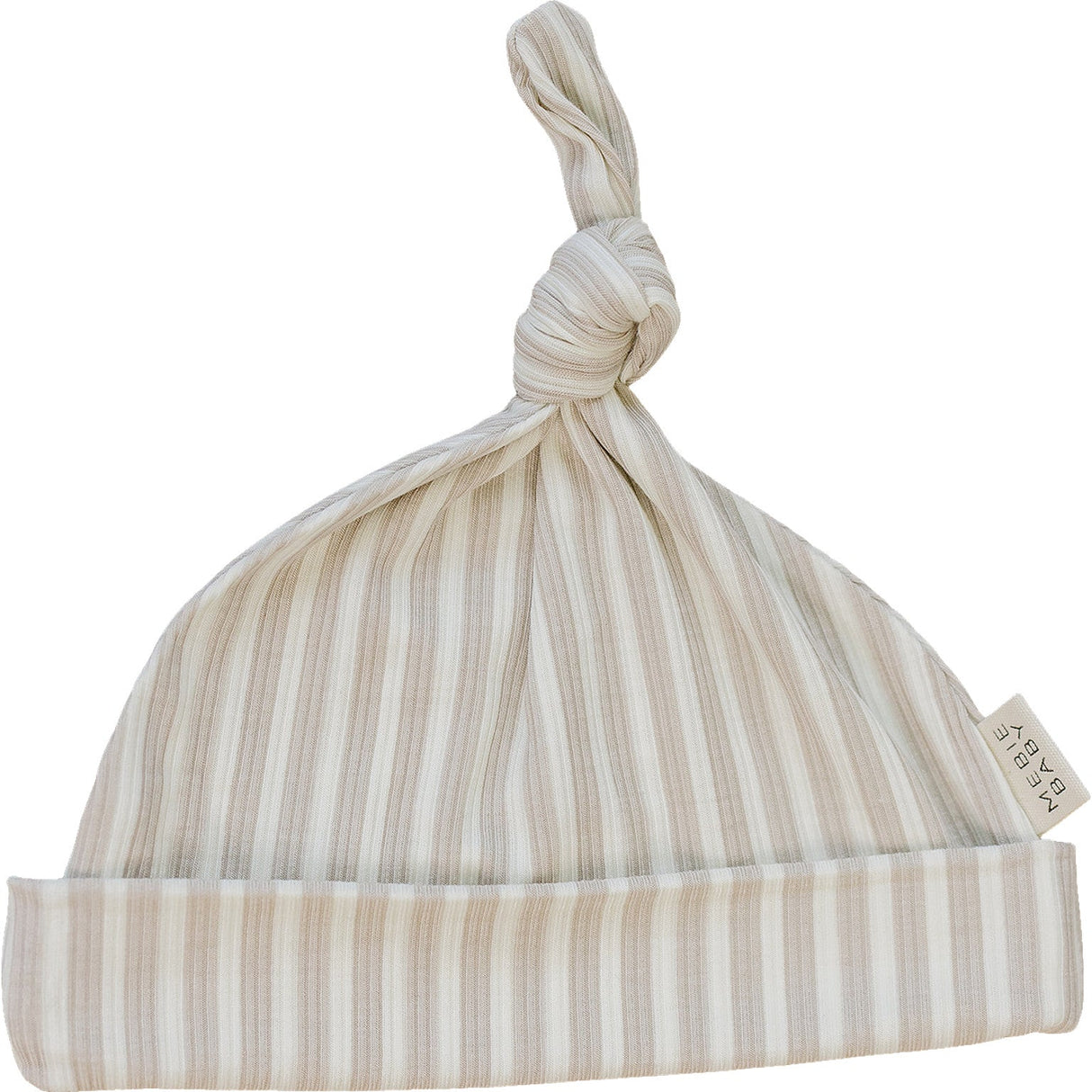 Taupe Stripe Ribbed Bamboo Newborn Knot Hat - HoneyBug
