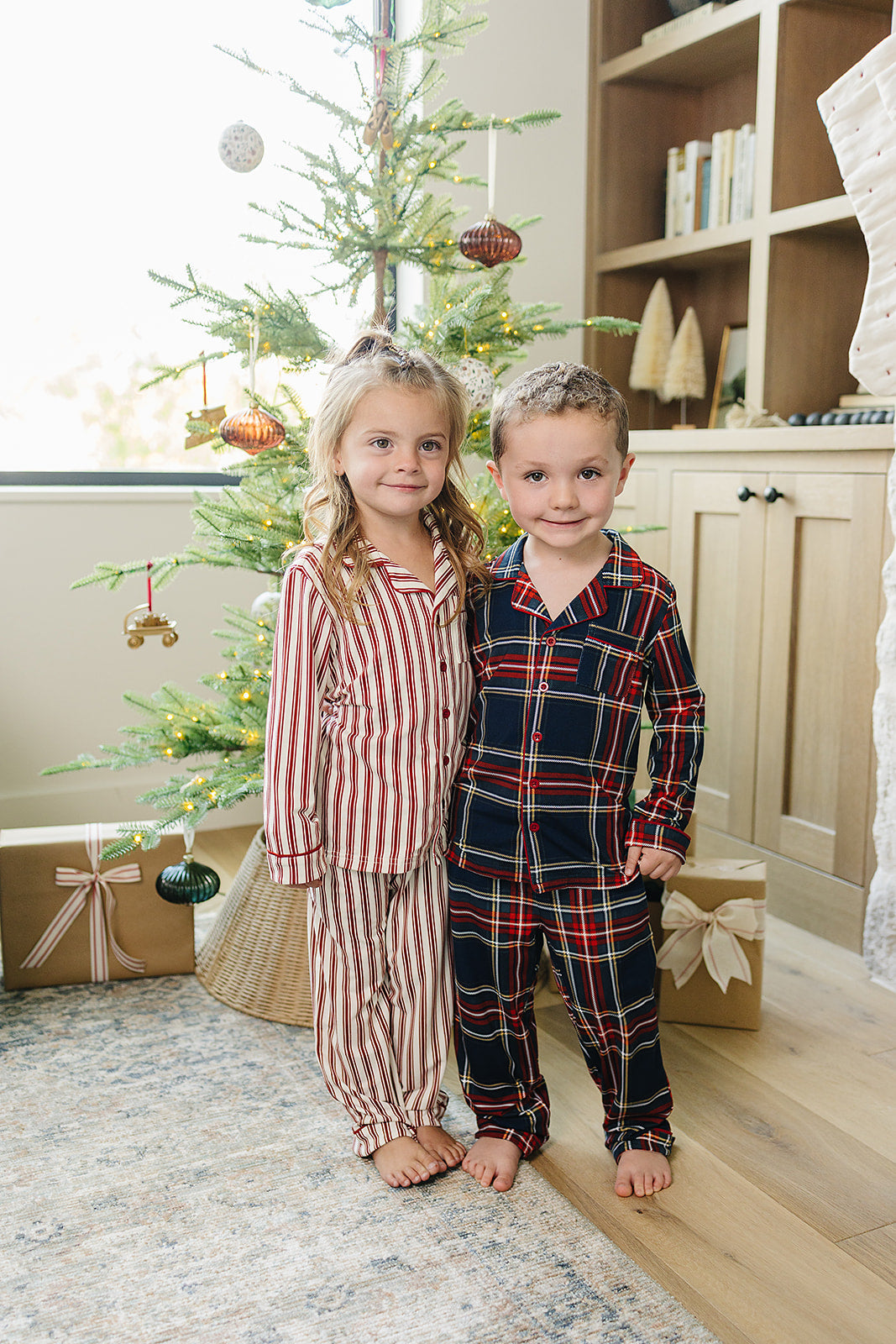 Christmas Plaid Collared Pajama Set - HoneyBug