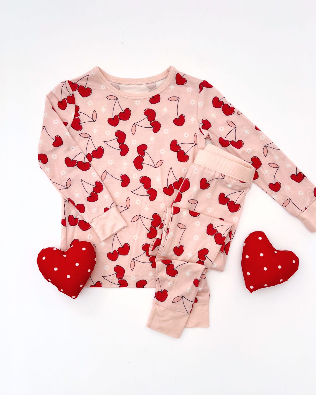 Bamboo Two Piece Set | Cherry Heart - HoneyBug
