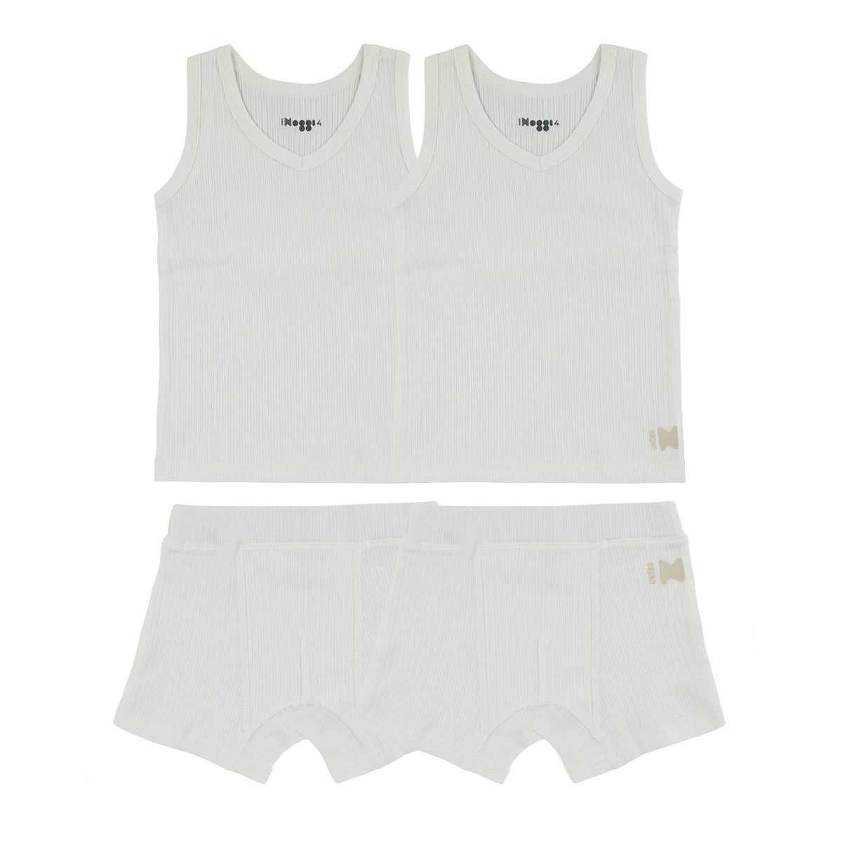 Ribbed White, Boy (2 Sets) - HoneyBug