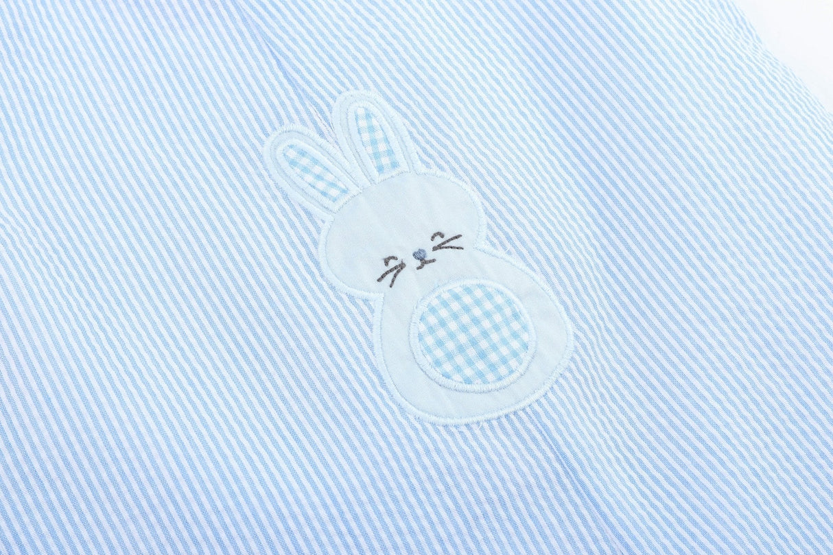 Blue Seersucker Gingham Bunny Shortall