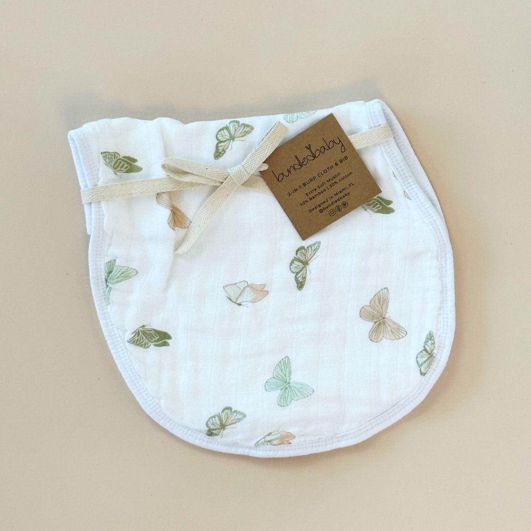 Burp Cloth Bib - Butterflies - HoneyBug
