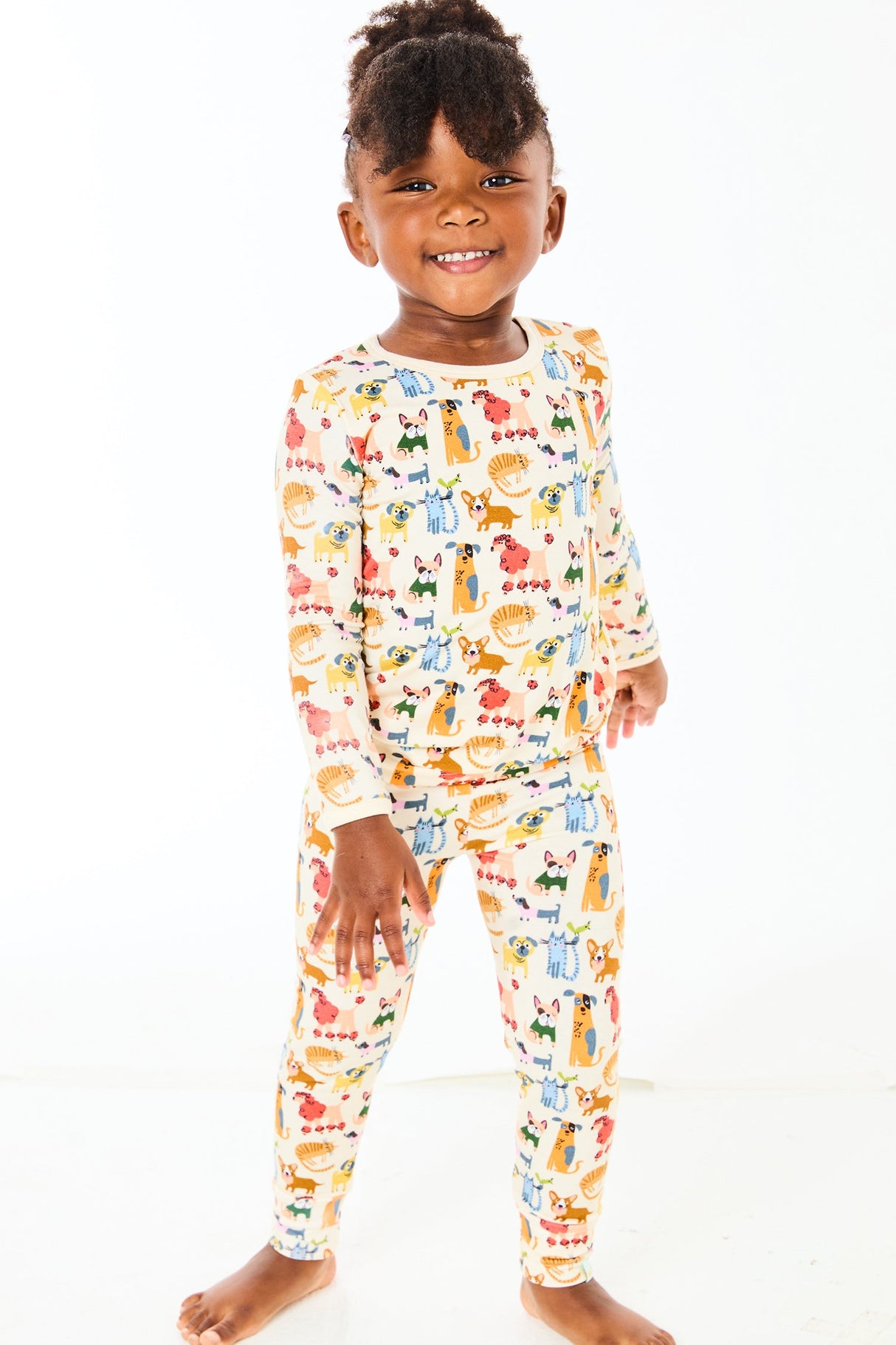 Long Sleeve Pajama Set - Cats + Dogs - HoneyBug