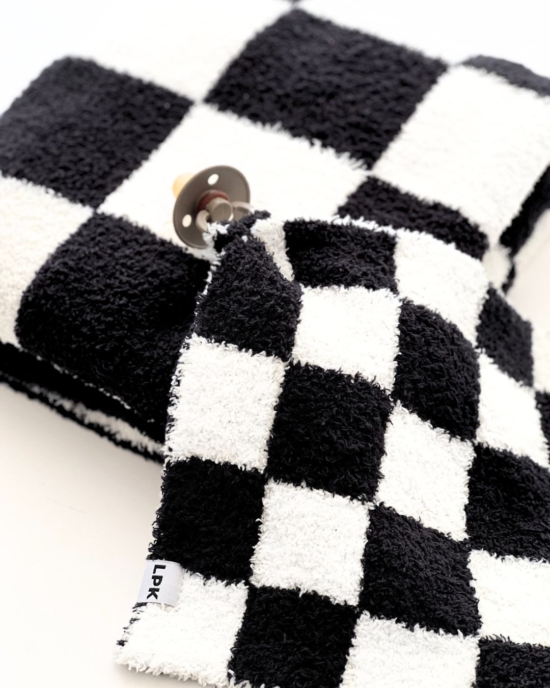 Checkered Plush Lovey | Black - HoneyBug