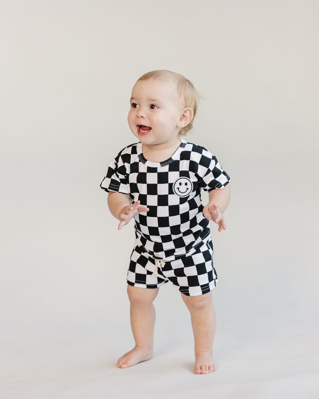 Checkered Shorts Set | Black - HoneyBug