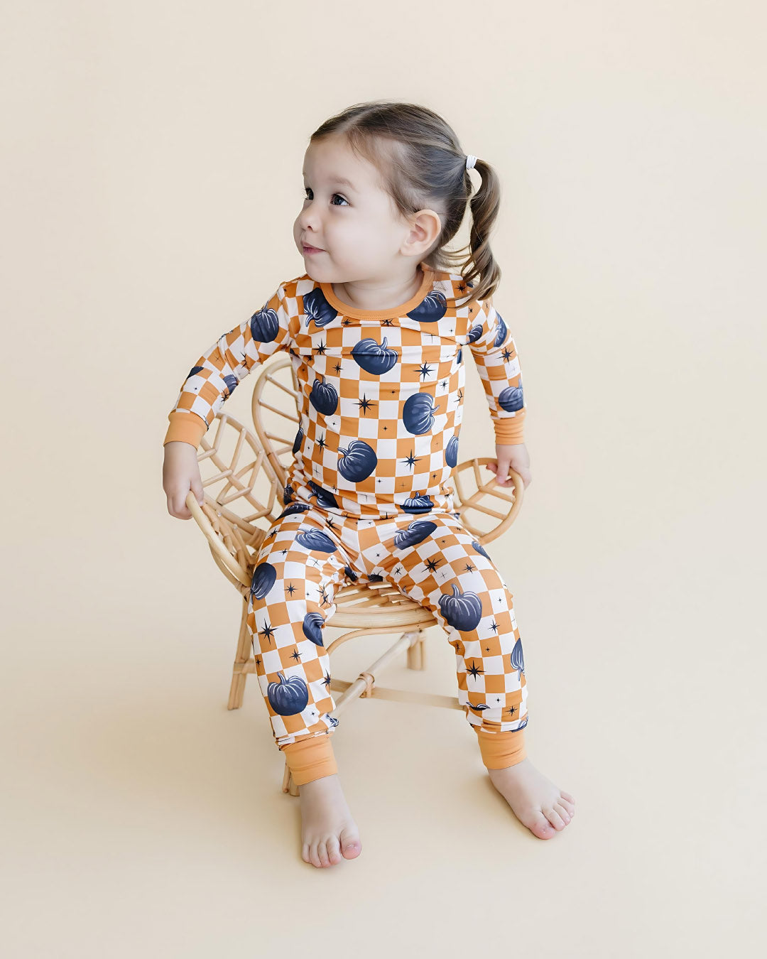 Bamboo Two Piece Set | Checkered Pumpkin - HoneyBug