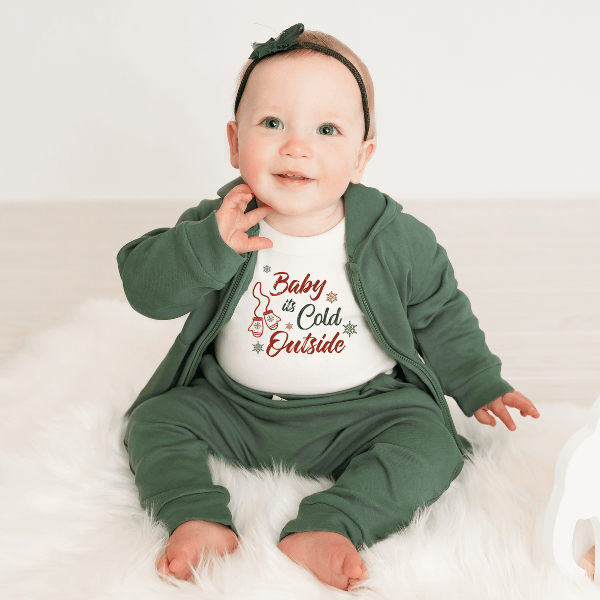long sleeve graphic bodysuit | baby its cold outside - HoneyBug
