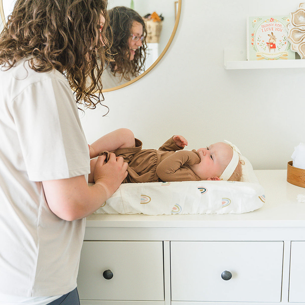 Organic Changing Pad Cover - Rainbow - HoneyBug