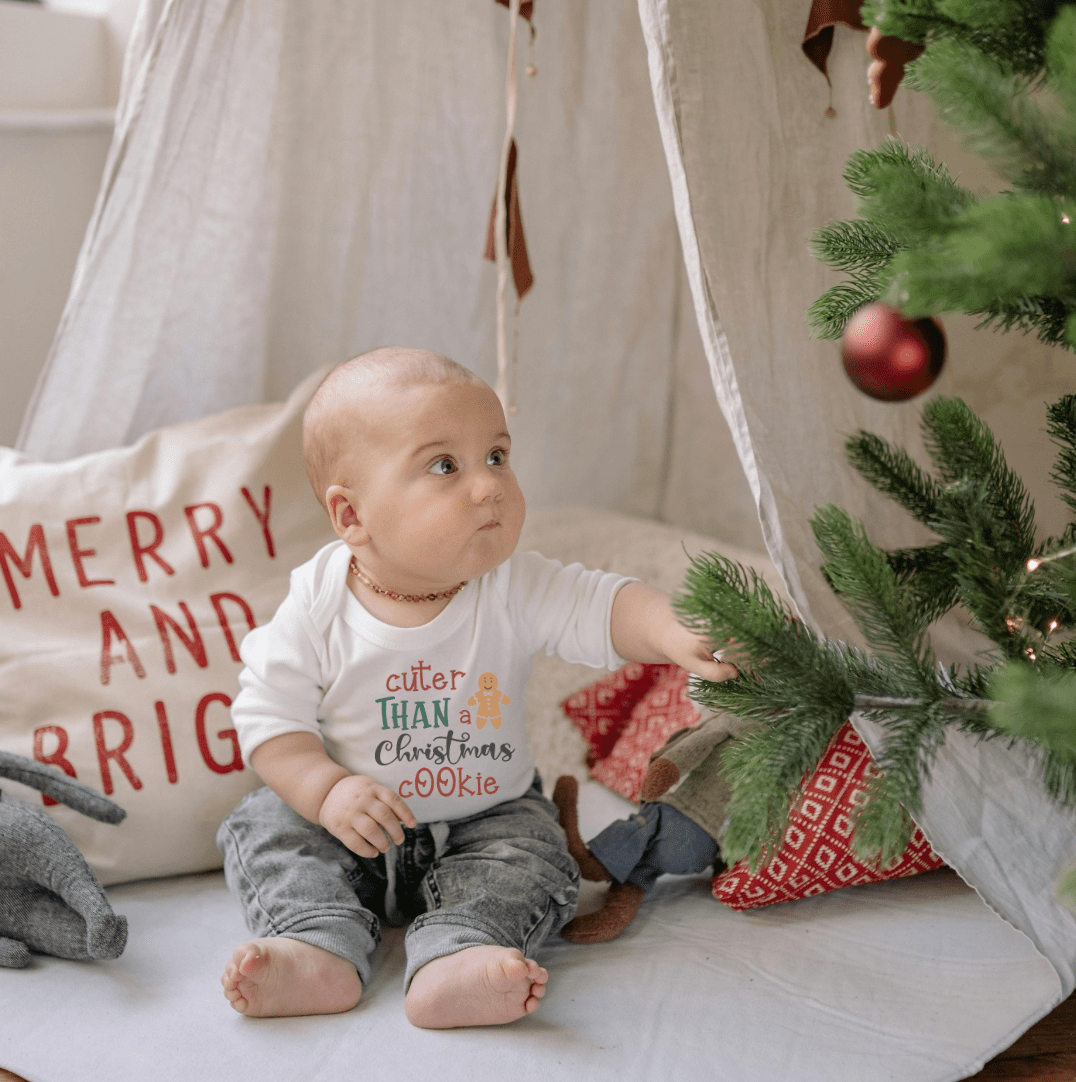 long sleeve graphic bodysuit | christmas cookie - HoneyBug