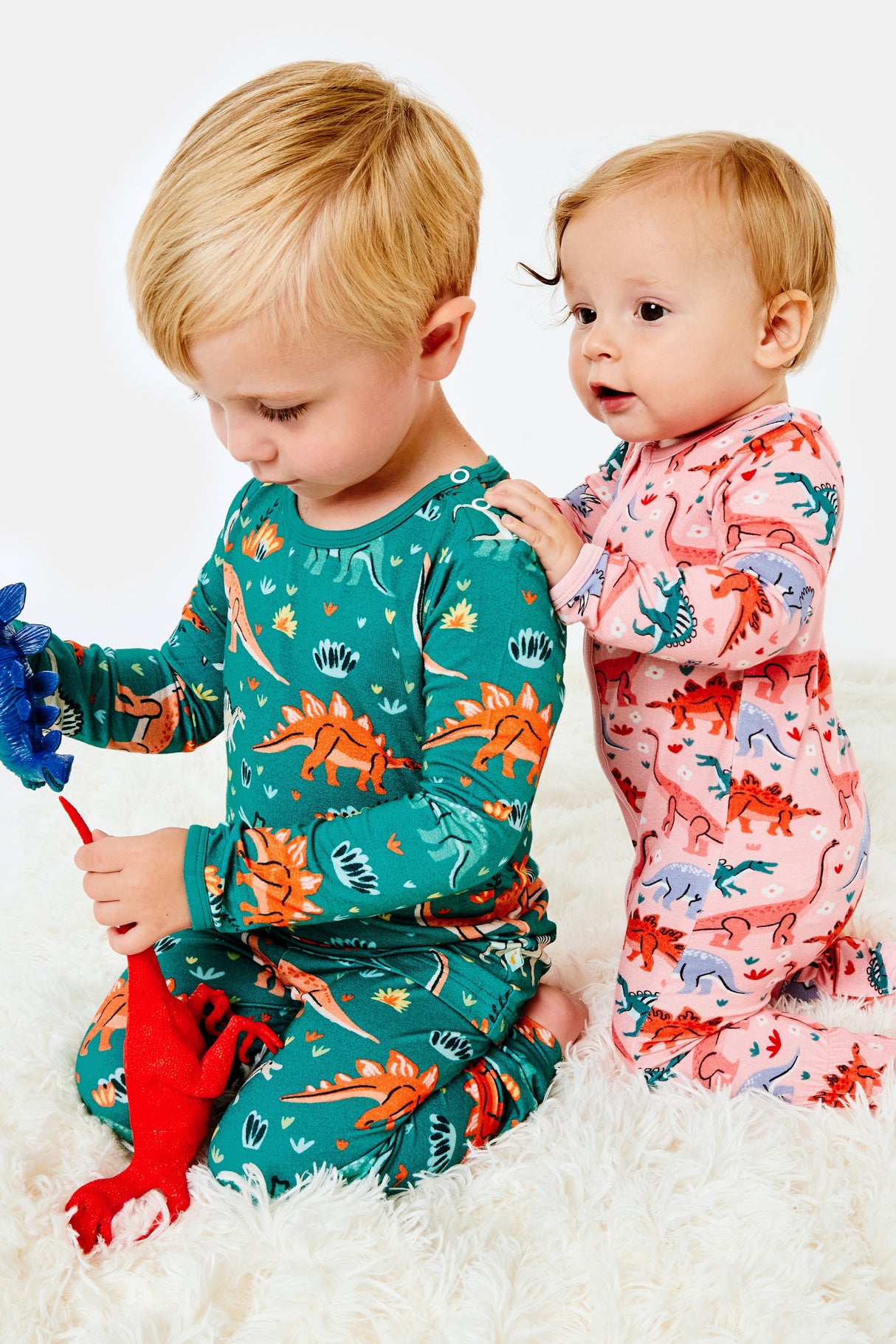 Soft & Stretchy Zipper Footie - Dinosaur Garden - HoneyBug