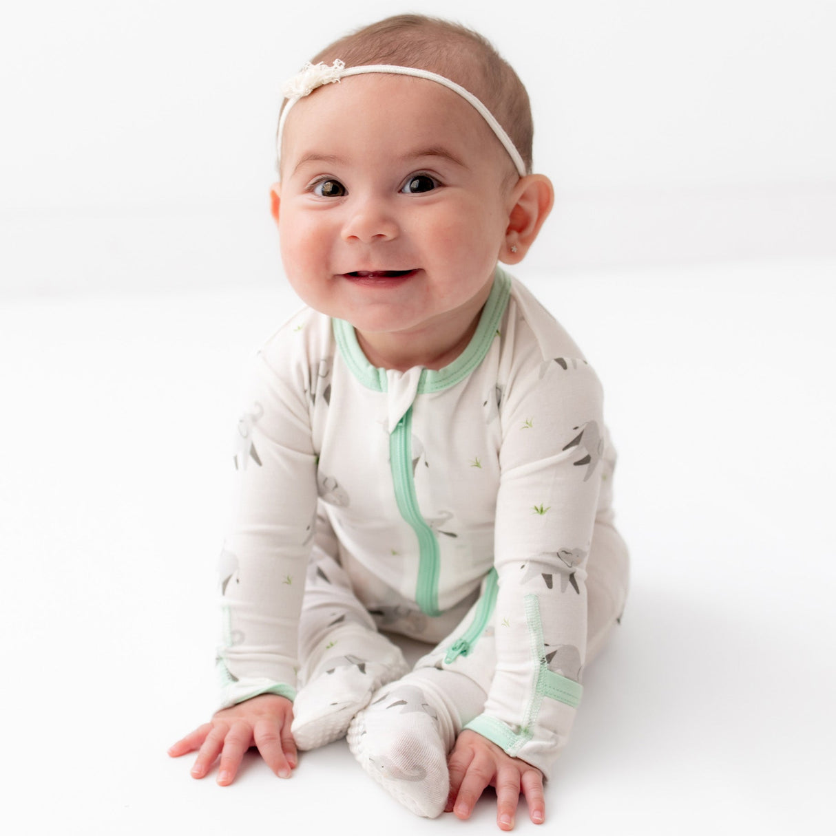 Elephant Zippered Footie - HoneyBug