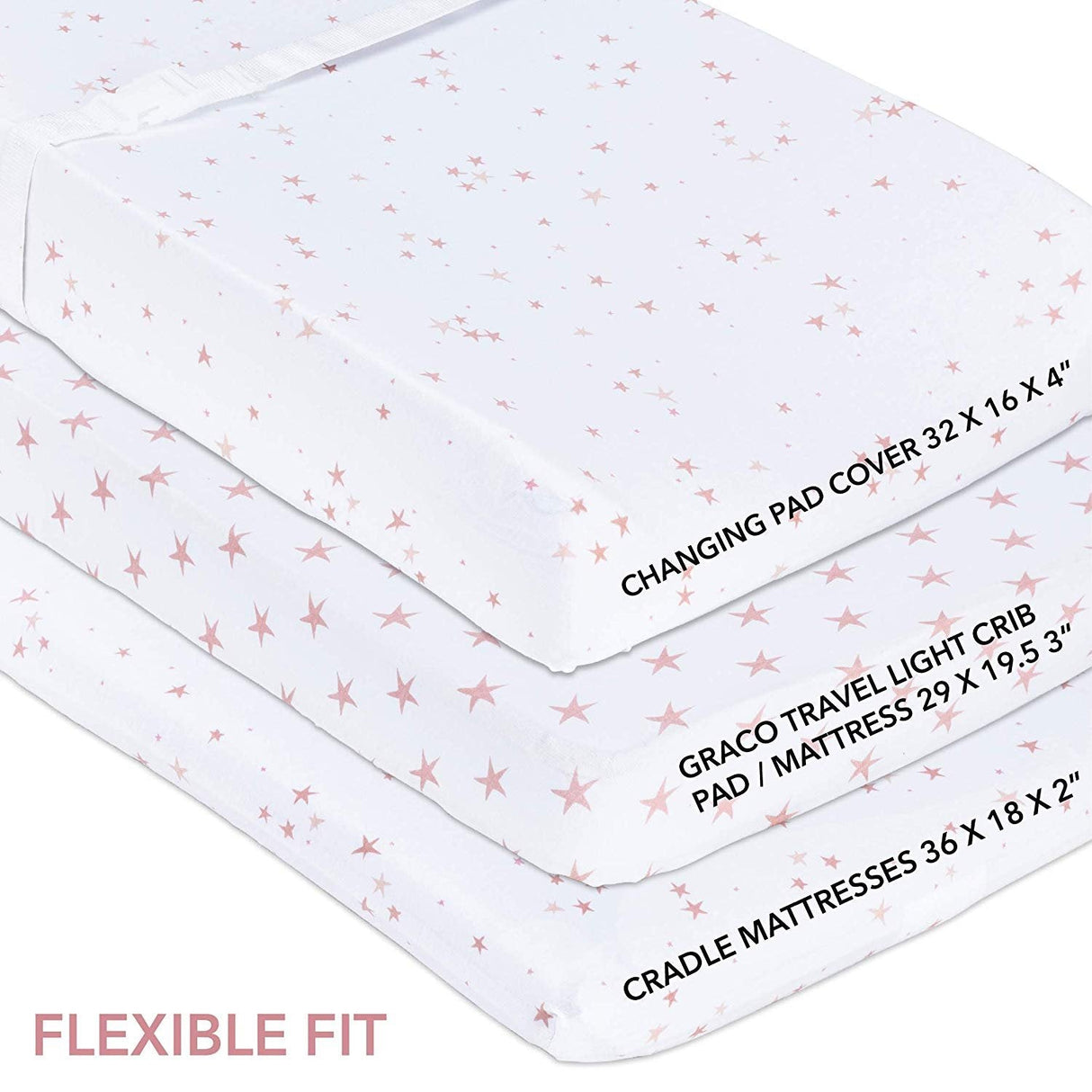 Changing Pad Cover | Cradle Sheet Set - Mauve Pink Stars - HoneyBug