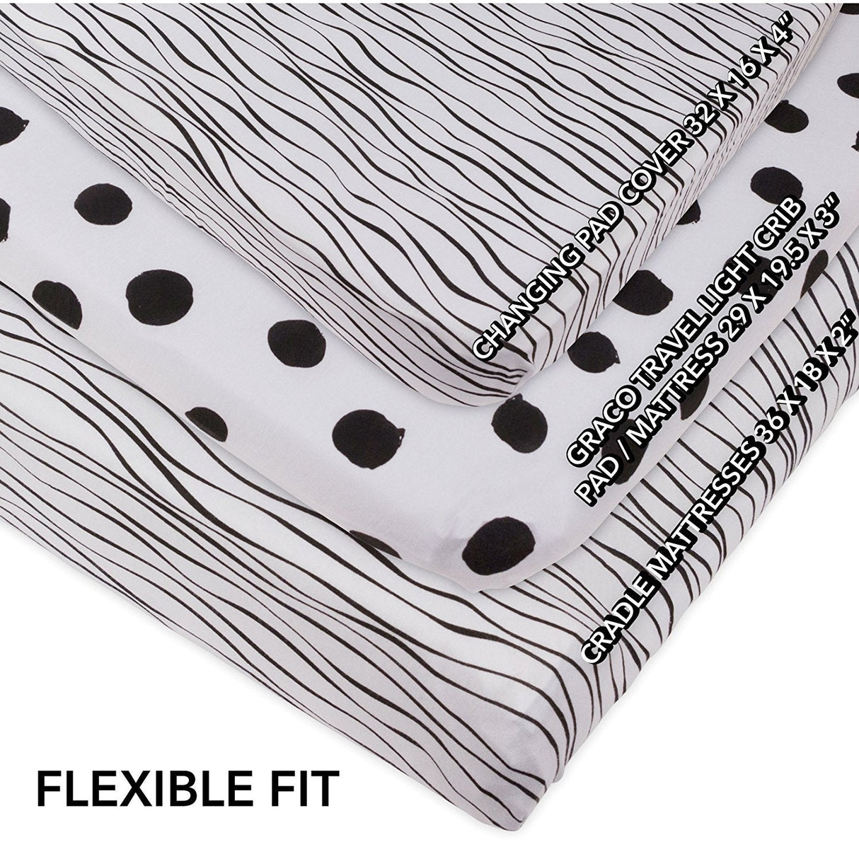 Changing Pad Cover | Cradle Sheet Set - Black & White Abstract - HoneyBug