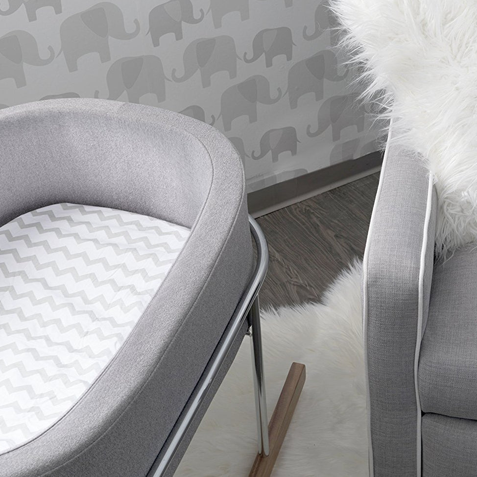 Waterproof Bassinet Sheet Set - Grey Chevron & Polka Dot - HoneyBug