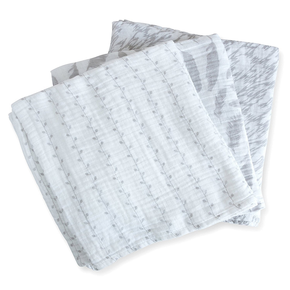 3 Pack Cotton Muslin Swaddle Blanket - Classic Grey - HoneyBug