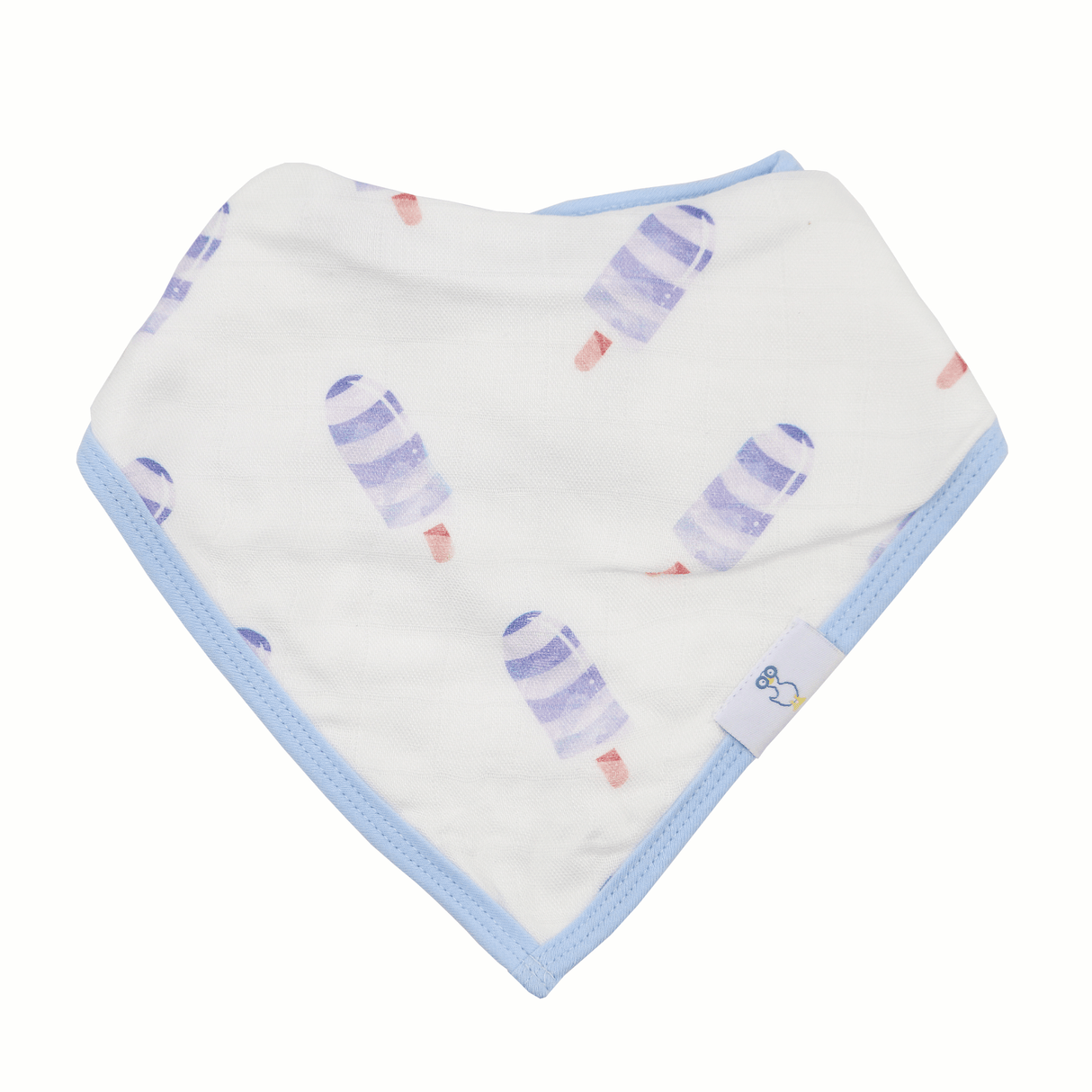 Popsicle and Stripes Blue 2 Pack Muslin & Terry Cloth Bib Set - HoneyBug