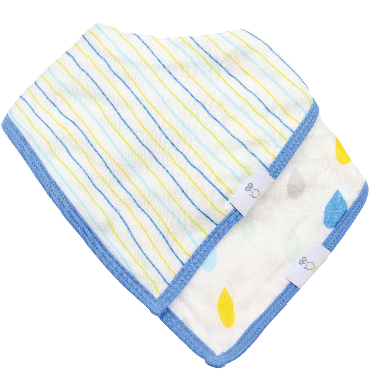 Stripes and Rain Drops 2 Pack Muslin & Terry Cloth Bib Set - HoneyBug