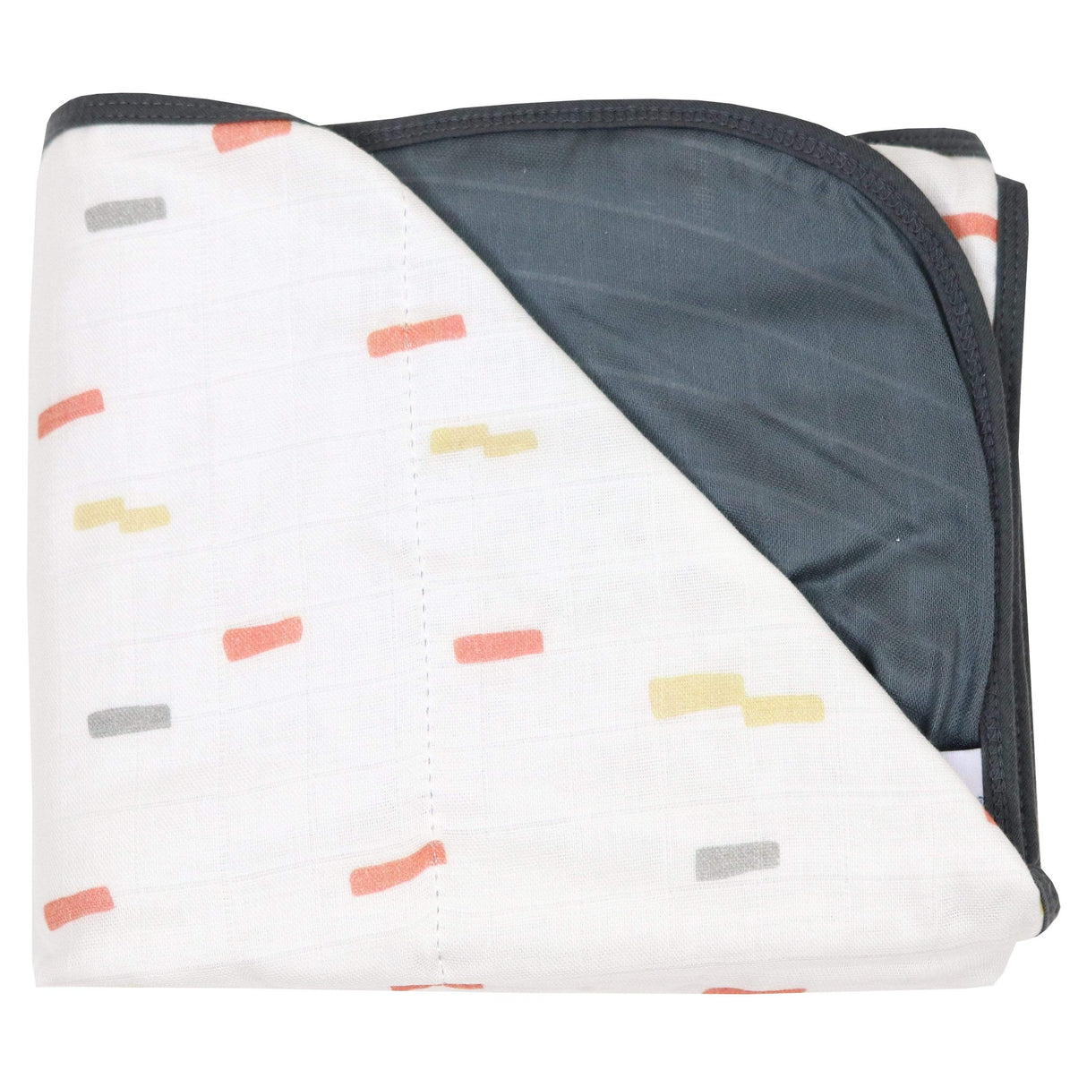 Bamboo Muslin Quilted Blanket (Brick & Gray) - HoneyBug