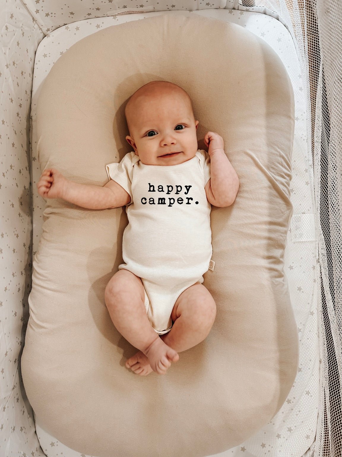 Happy Camper Organic Cotton Baby Bodysuit Short Sleeve - HoneyBug