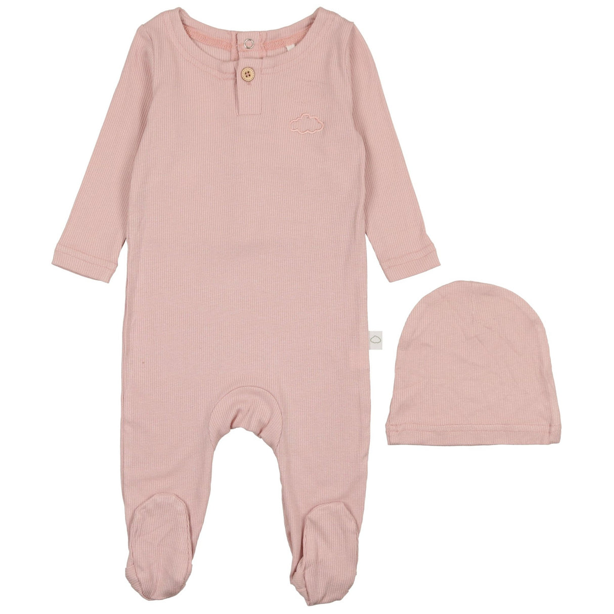Henley Footie- Blush - HoneyBug