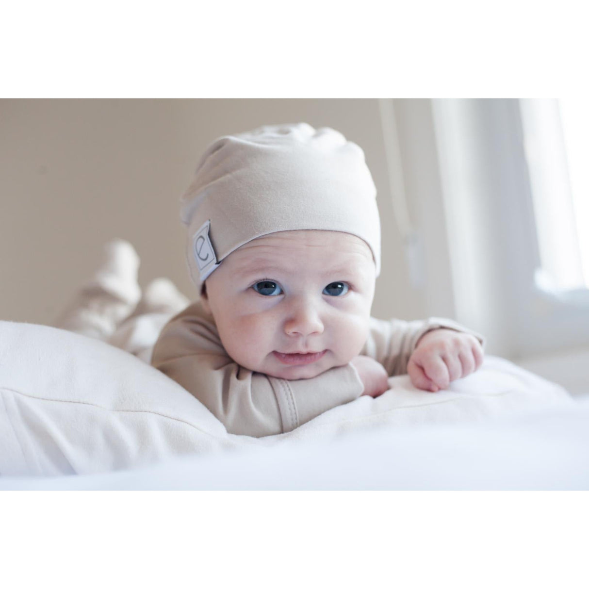 2 Pack Jersey Cotton Beanie Hat Set - Tan & Black - HoneyBug