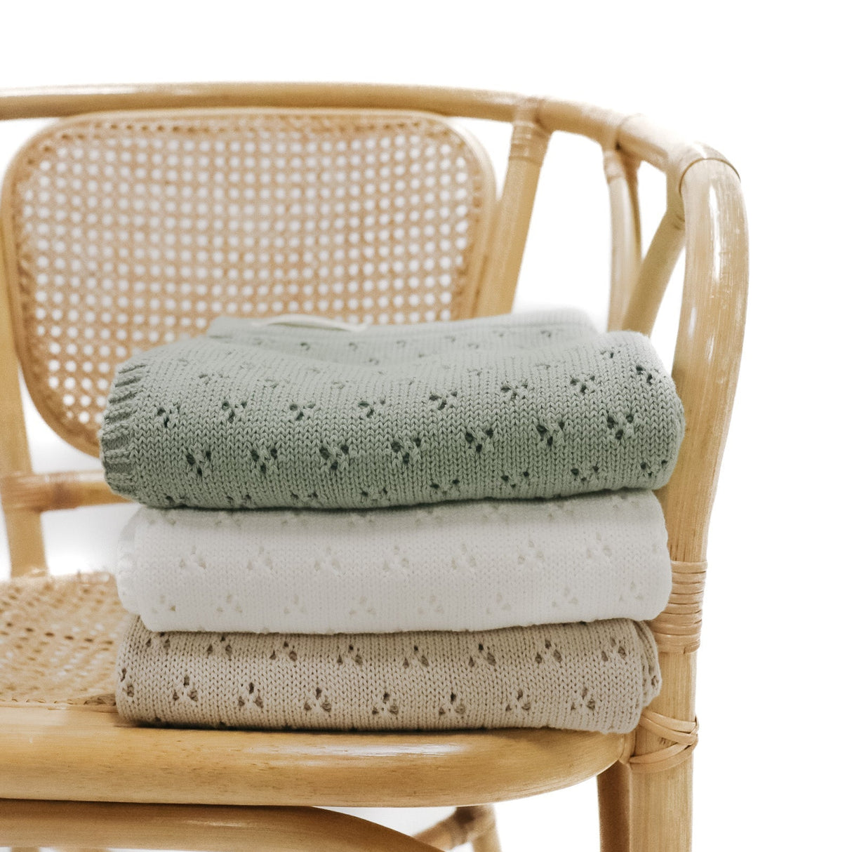 Mint Pointelle Knit Blanket