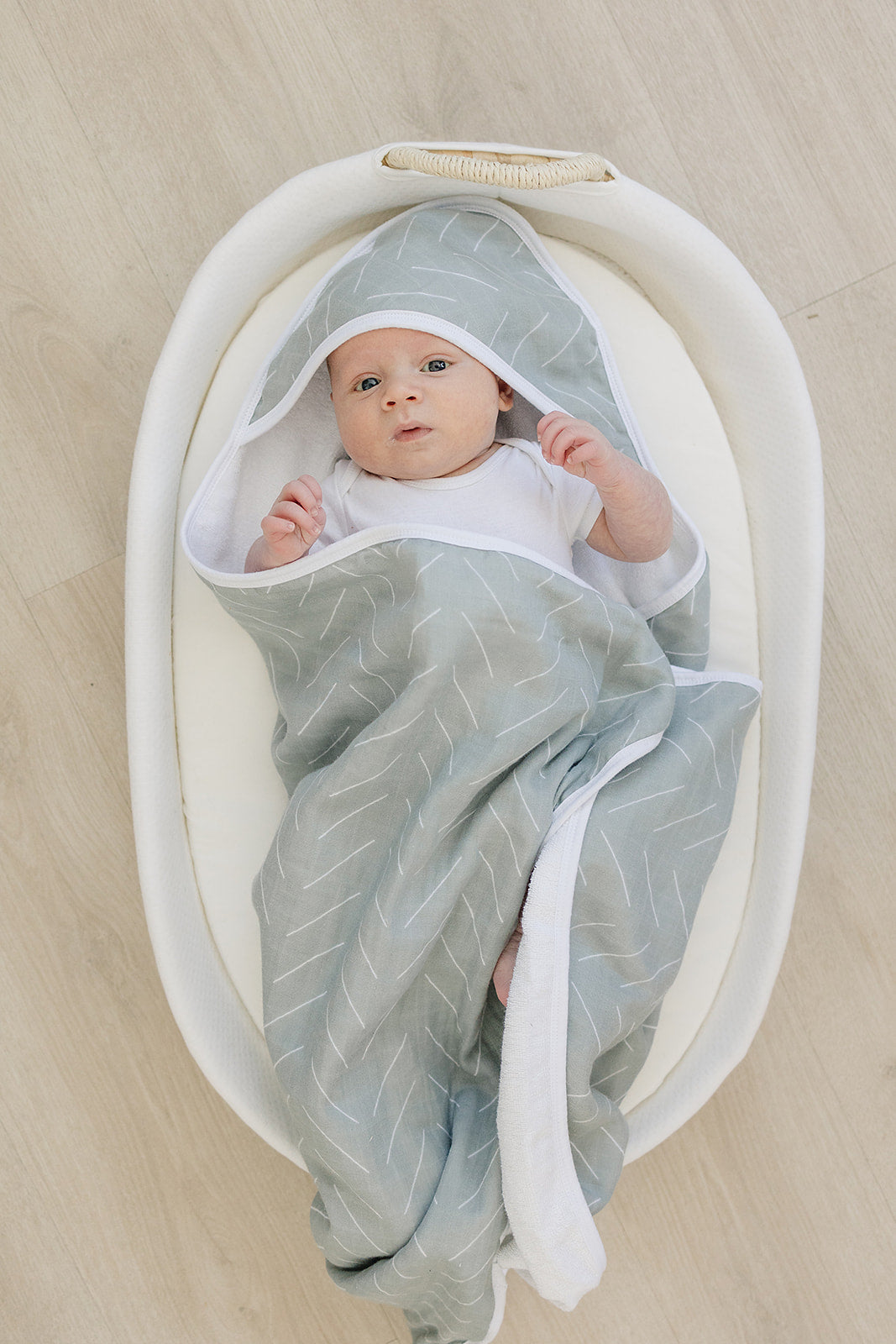 Desert Sage Muslin Hooded Towel - HoneyBug