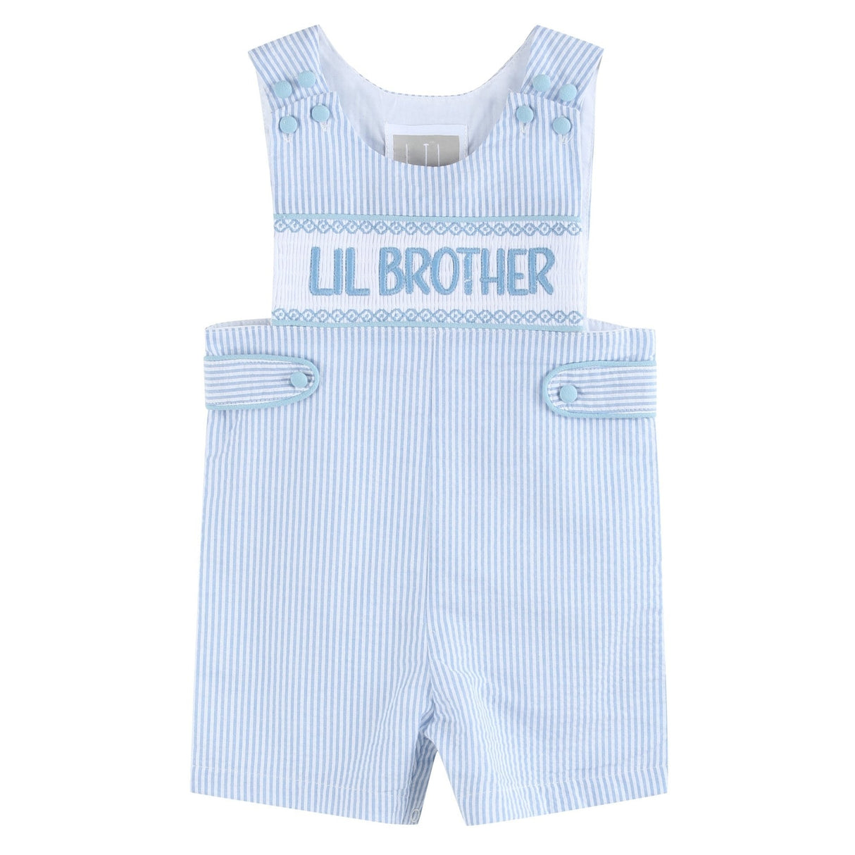 Light Blue Seersucker Lil Brother Smocked Jon Jons