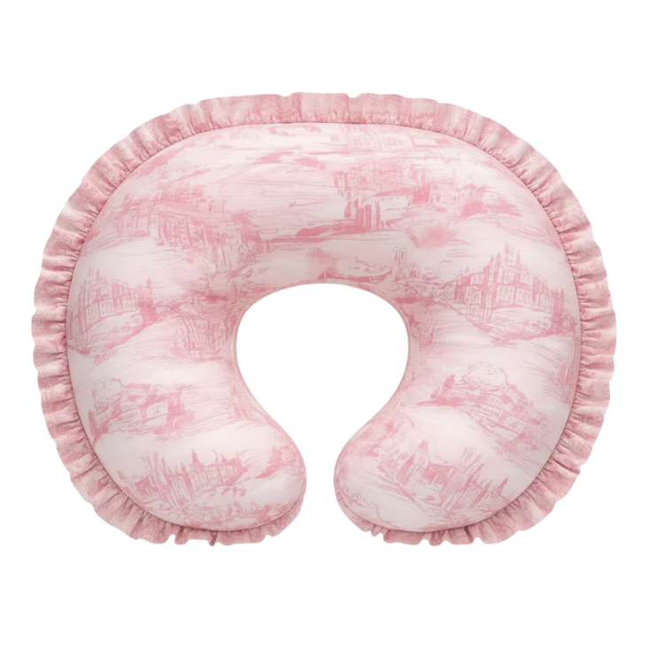 Pink Toile Ruffle Nursing Pillow Cover