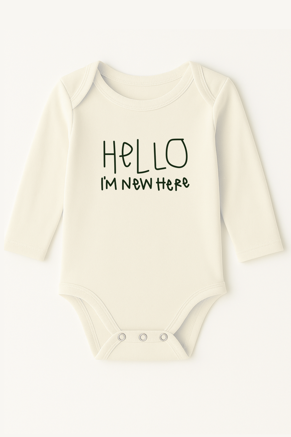Hello I'm New Here Organic Cotton Baby Bodysuit Long Sleeve - HoneyBug